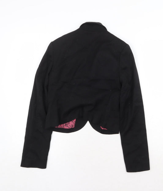 H&M Womens Black Jacket Blazer Size 8 Button