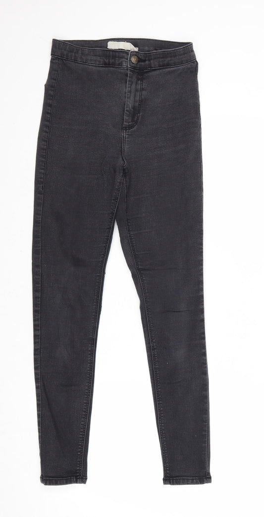 Topshop Womens Grey Cotton Skinny Jeans Size 28 Regular Zip