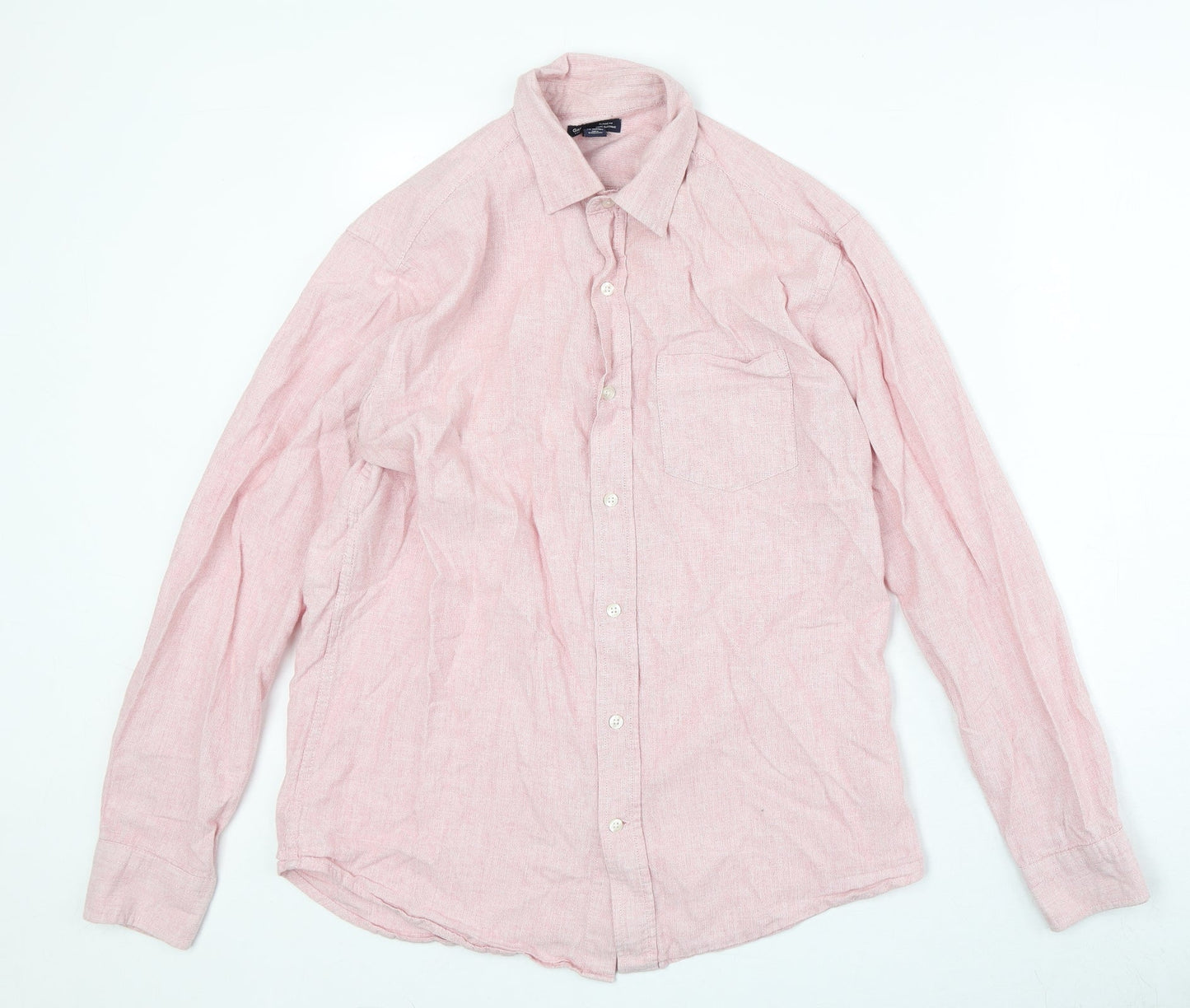Gap Mens Pink Cotton Button-Up Size M Collared Button