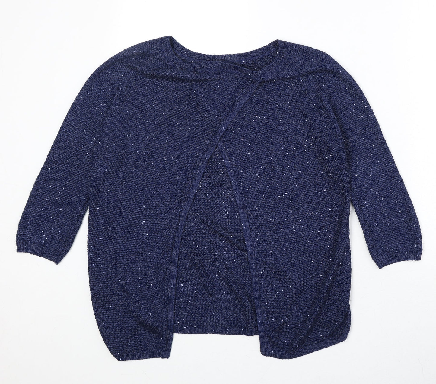 Monsoon Womens Blue Round Neck Polyester Pullover Jumper Size S