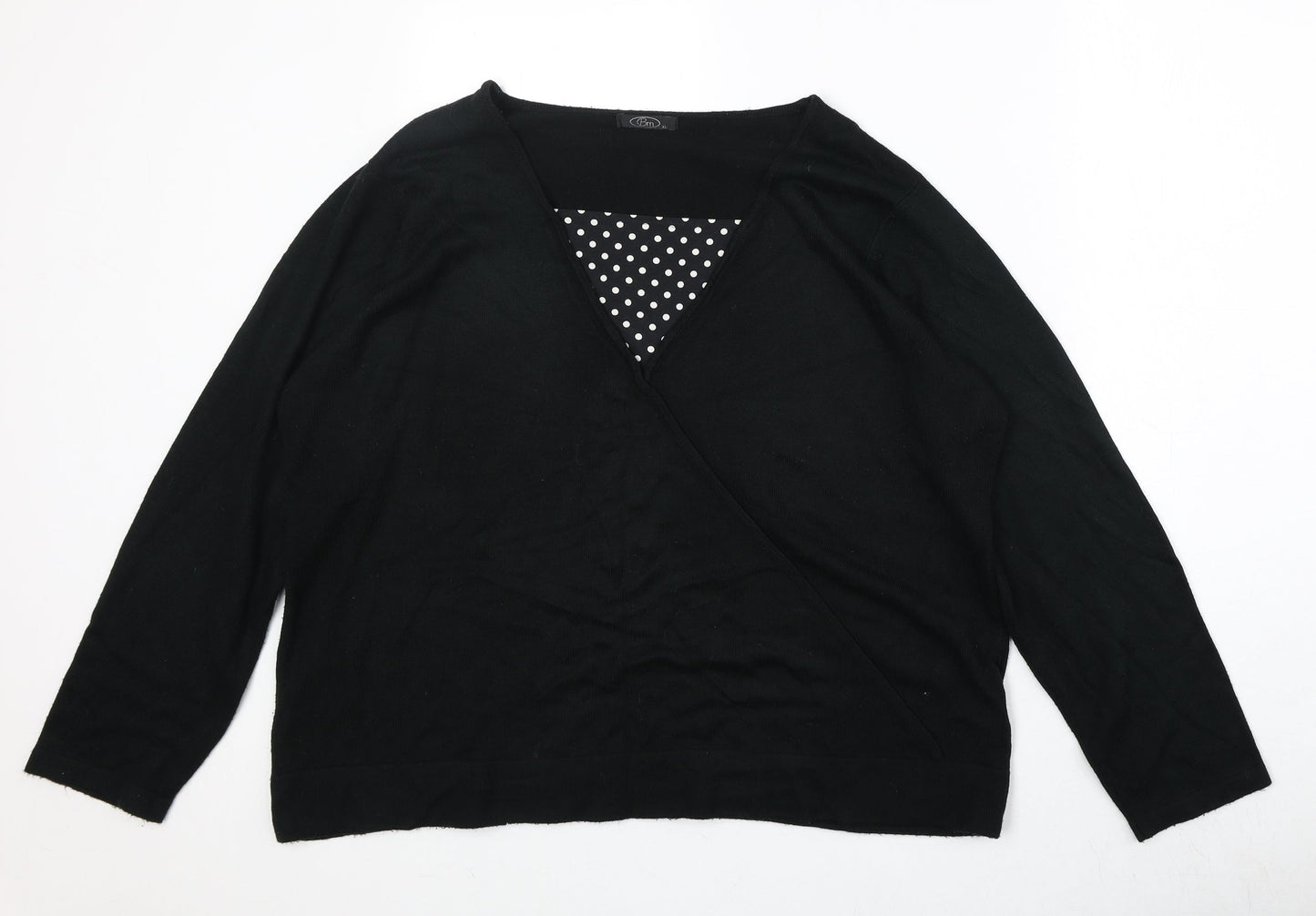 Bonmarché Womens Black V-Neck Acrylic Pullover Jumper Size XL