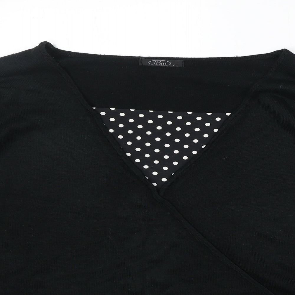 Bonmarché Womens Black V-Neck Acrylic Pullover Jumper Size XL