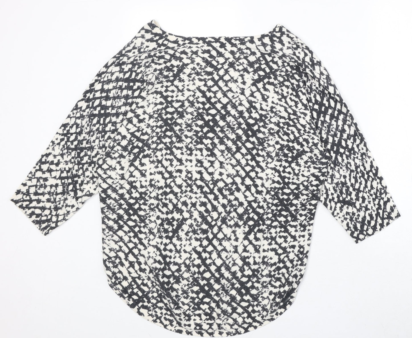 DNKY Womens Beige V-Neck Geometric Viscose Pullover Jumper Size L