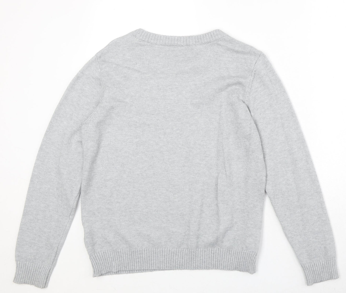 Villa Womens Grey Round Neck Viscose Pullover Jumper Size L