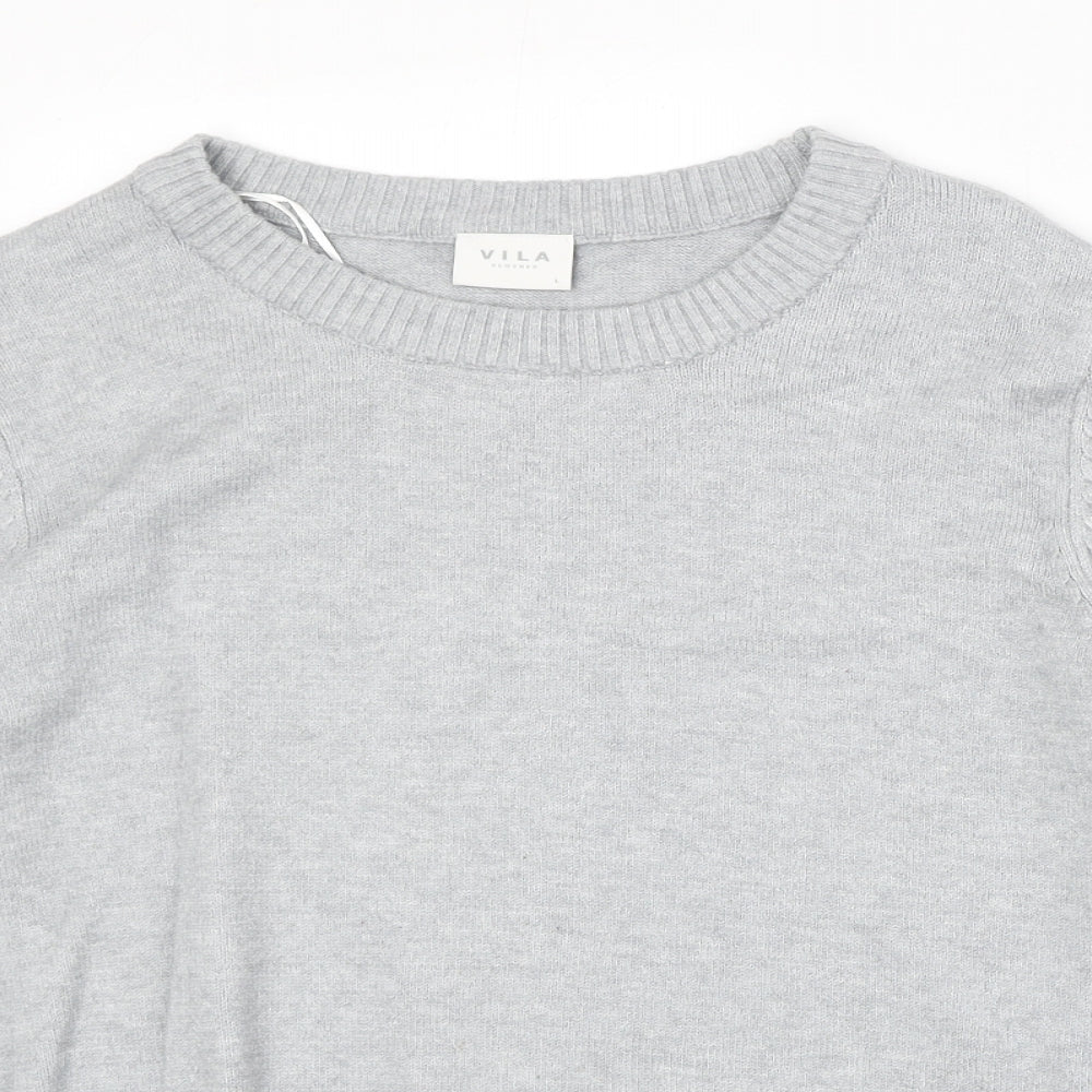 Villa Womens Grey Round Neck Viscose Pullover Jumper Size L