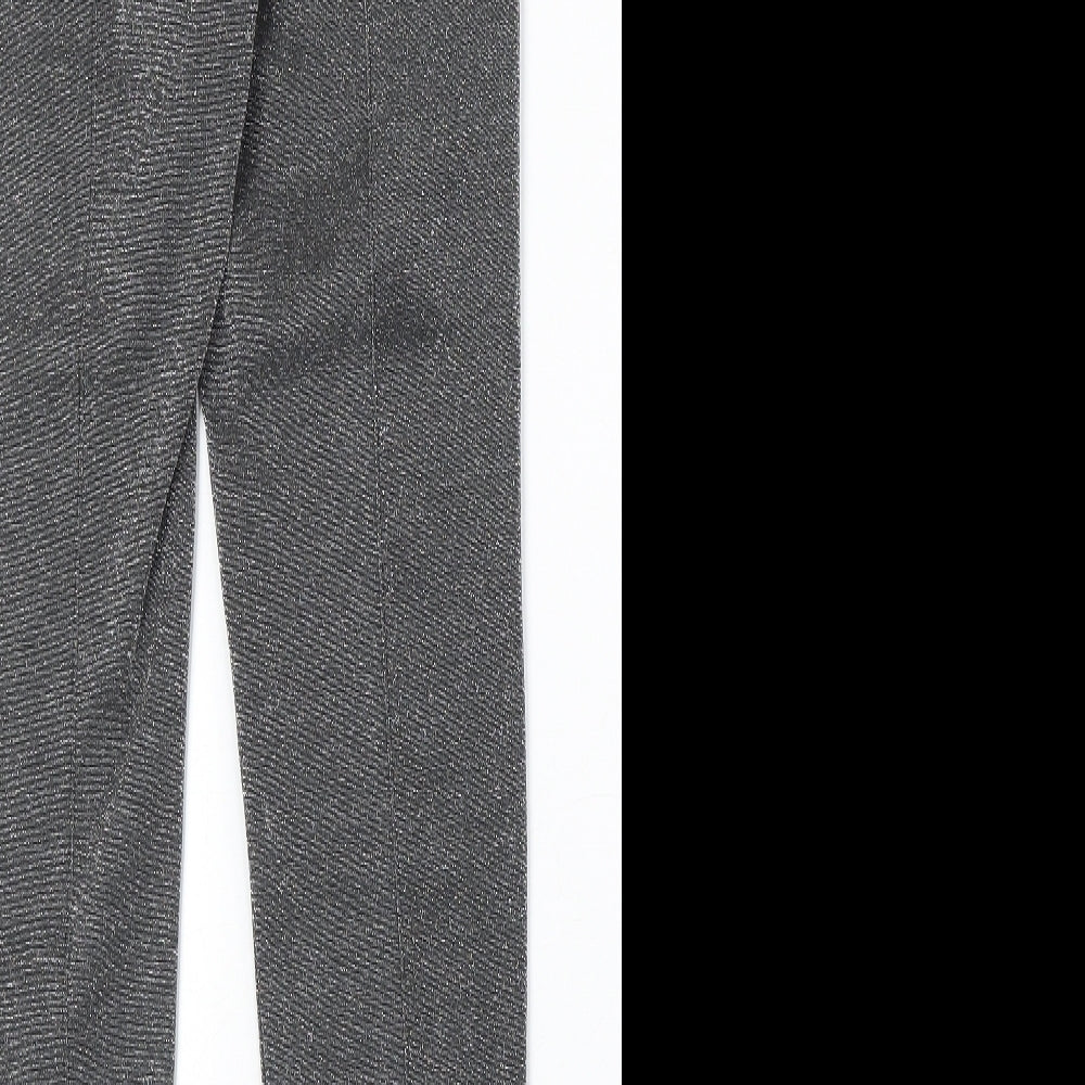 H&M Womens Silver Polyester Trousers Size 10 Regular Zip