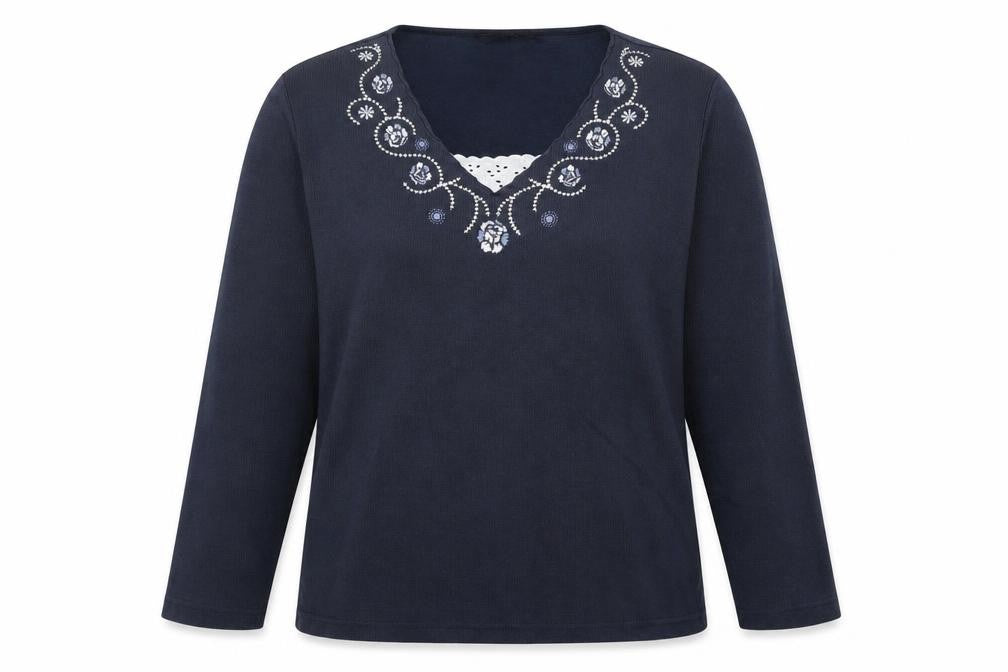 Bonmarché Womens Blue V-Neck Polyester Pullover Jumper Size L