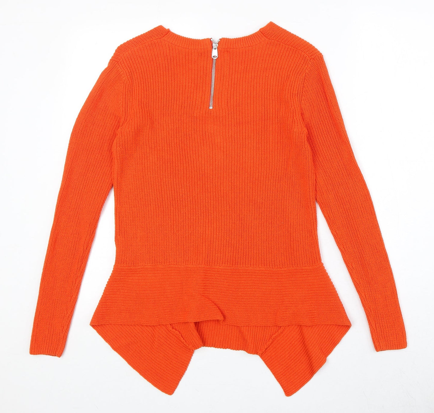 NEXT Womens Orange V-Neck 100% Cotton Pullover Jumper Size 8