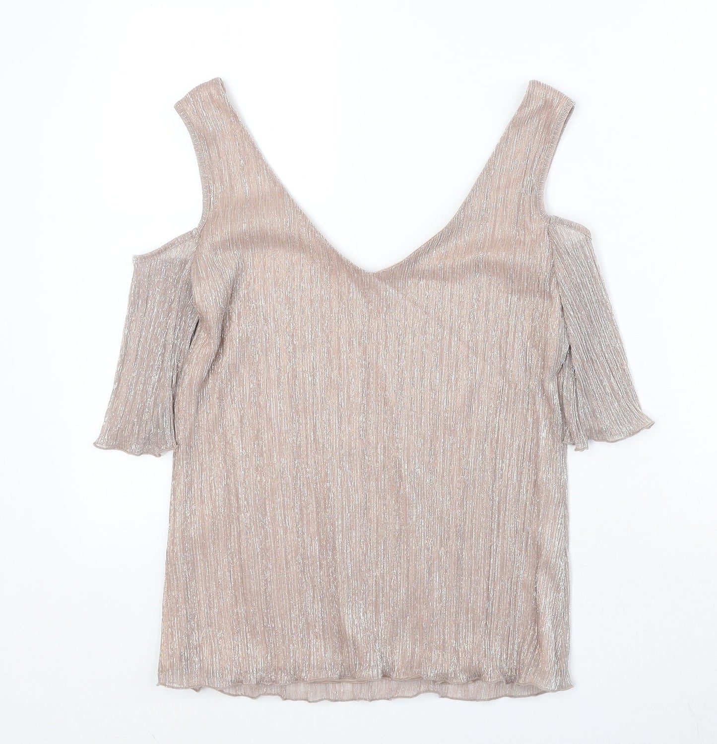 Roman Womens Pink Polyester Basic Tank Size 10 V-Neck - Cold Shoulder