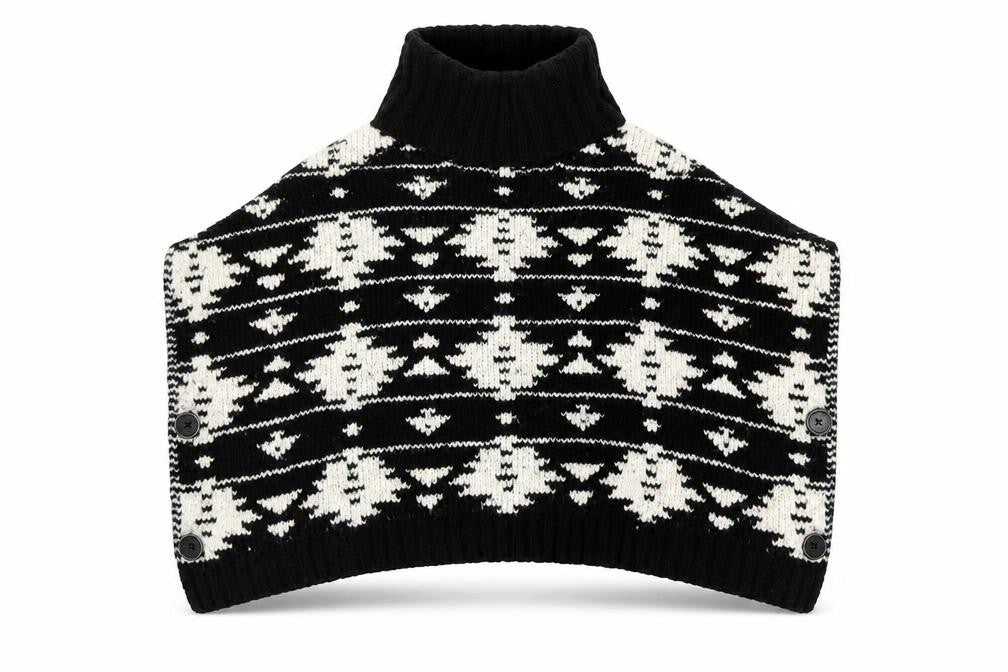 NEXT Girls Black Roll Neck Geometric Acrylic Pullover Jumper Size 9 Years Pullover - Size 9-12 years, Poncho