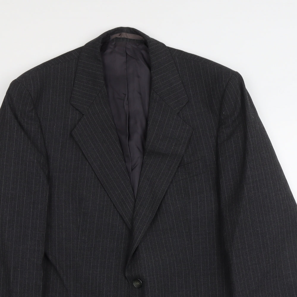 Marks and Spencer Mens Grey Striped Polyester Jacket Suit Jacket Size M Regular