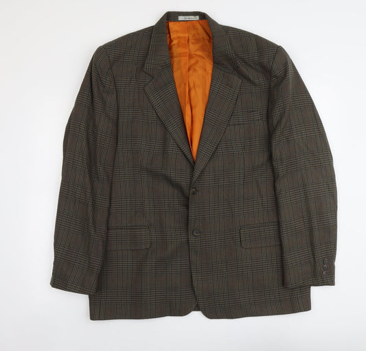 Berkertex Mens Green Houndstooth Polyester Jacket Suit Jacket Size XL Regular