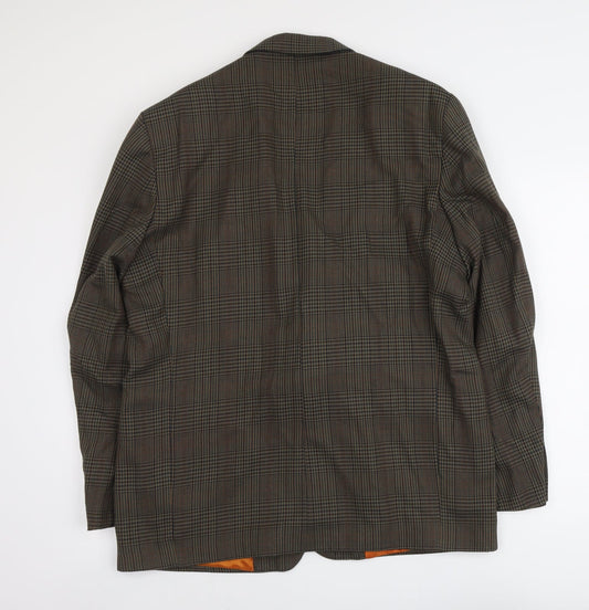 Berkertex Mens Green Houndstooth Polyester Jacket Suit Jacket Size XL Regular