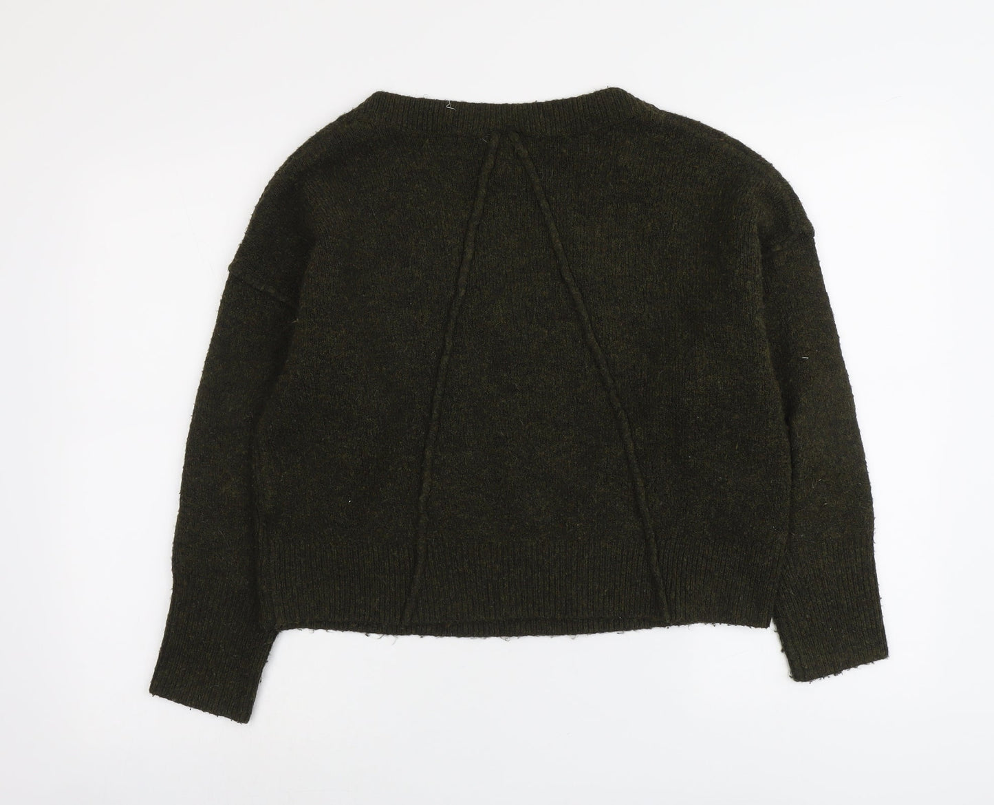 Topshop Womens Green V-Neck Acrylic Pullover Jumper Size 6