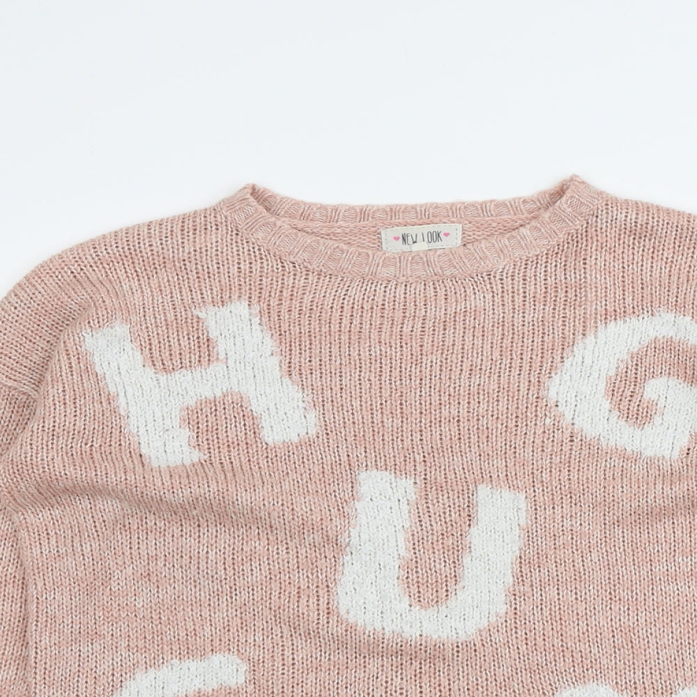New Look Womens Pink Round Neck Acrylic Pullover Jumper Size 12 - Hugs Love