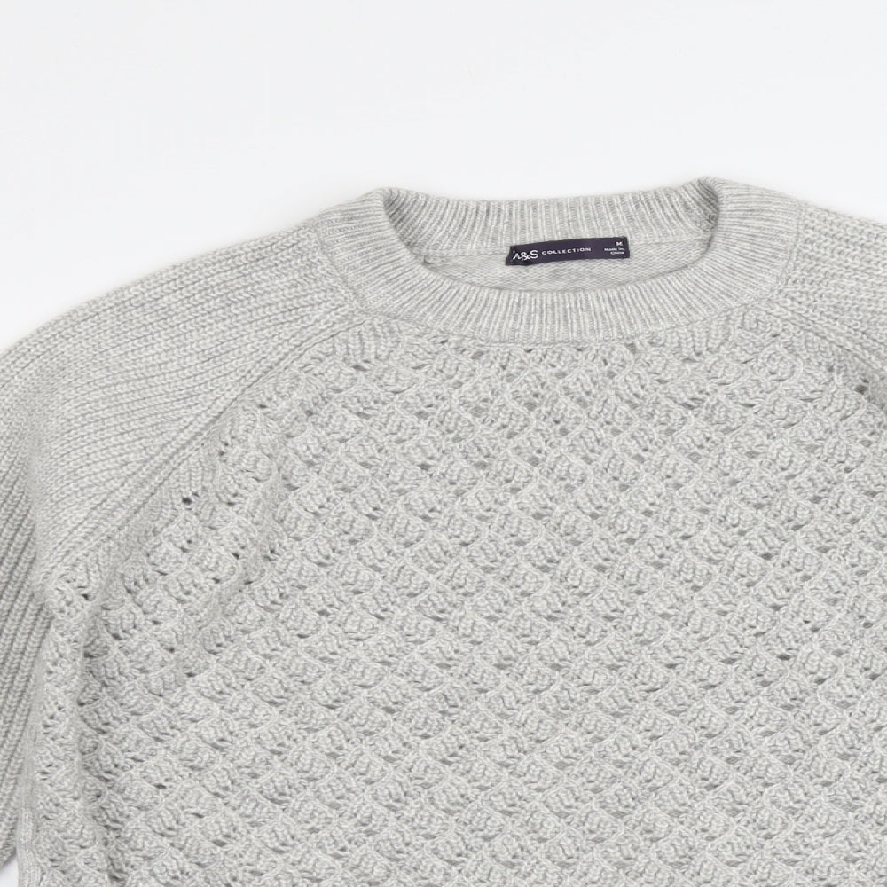 Marks and Spencer Womens Grey Round Neck Polyester Pullover Jumper Size M