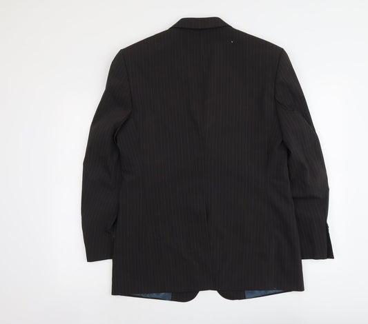 River Island Mens Grey Striped Polyacrylate Fibre Jacket Suit Jacket Size 38 Regular - Pinstripes