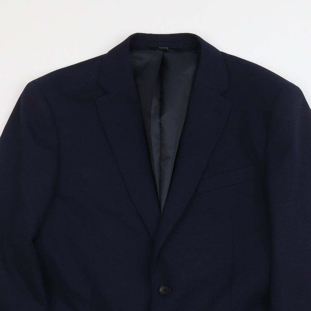 Marks and Spencer Mens Blue Polyester Jacket Suit Jacket Size 42 Regular