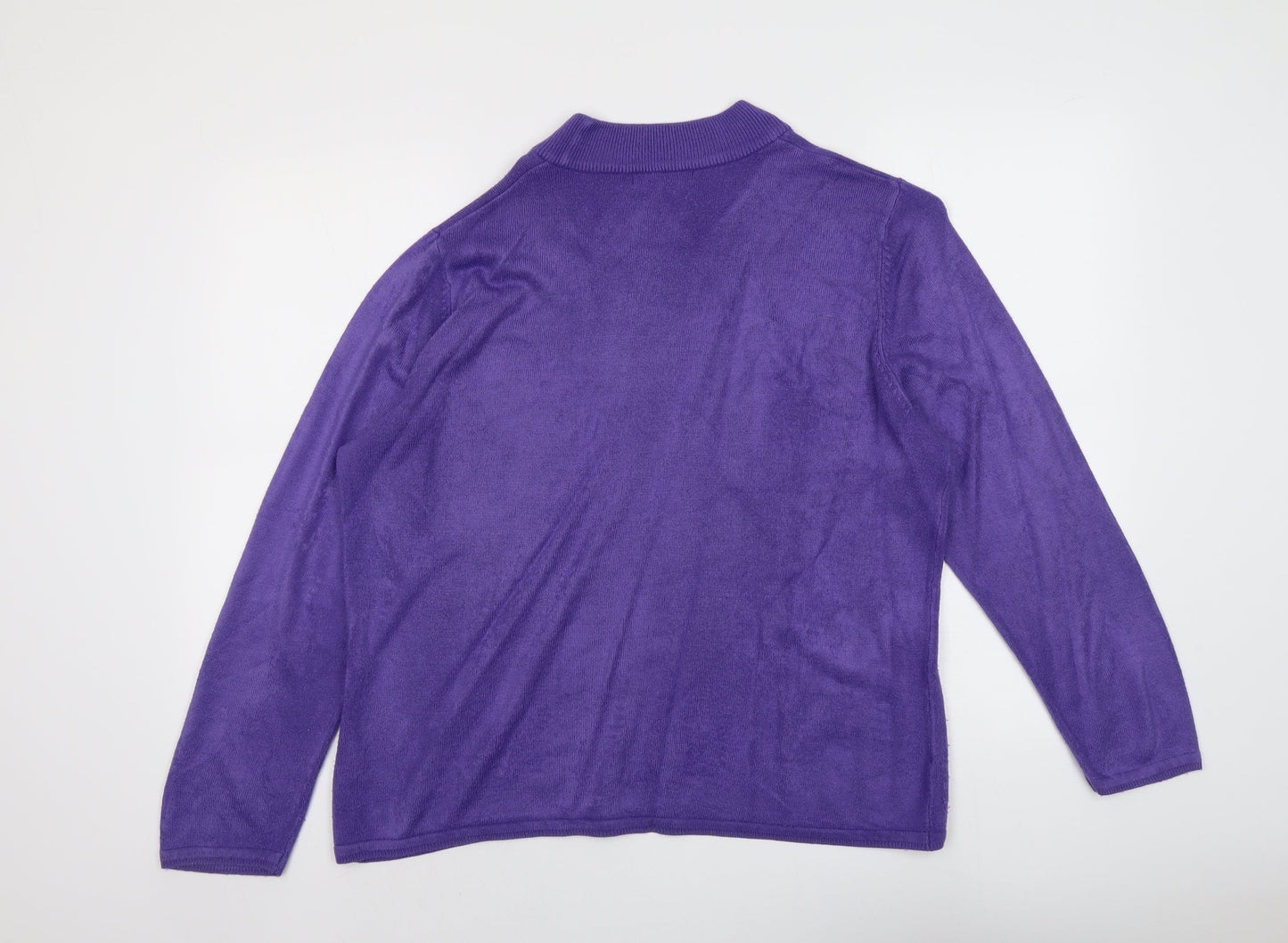 Bonmarché Womens Purple Mock Neck Acrylic Pullover Jumper Size L