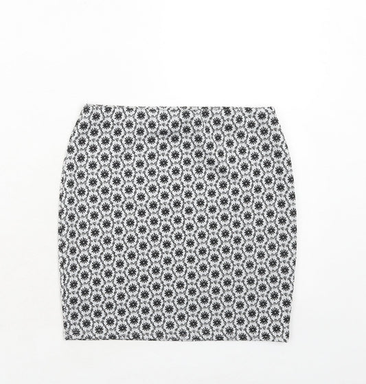 New Look Girls Grey Geometric Polyester Bandage Skirt Size 12-13 Years Regular Pull On