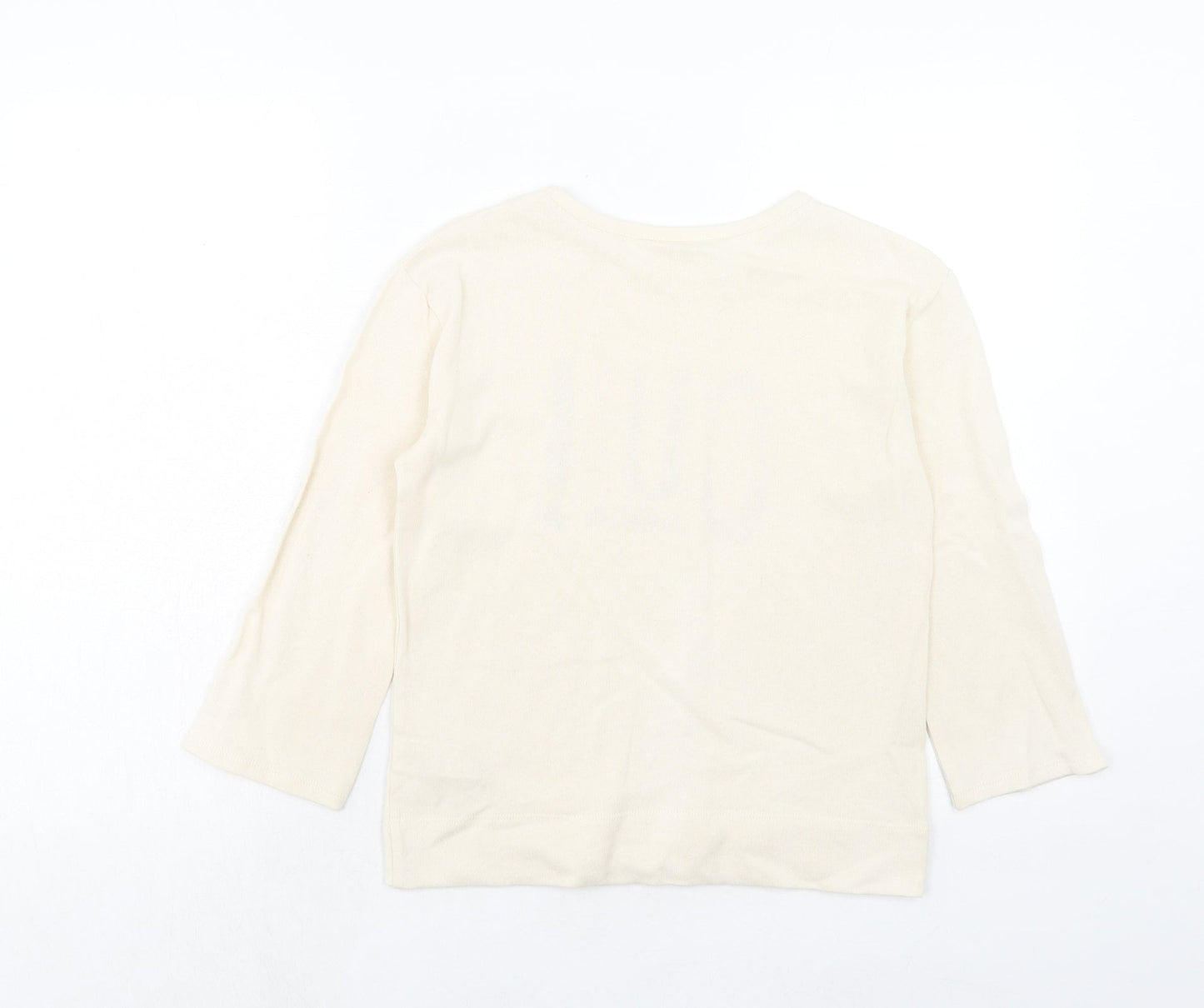 Zara Girls Ivory Cotton Basic T-Shirt Size 8 Years Round Neck Pullover - Oui!