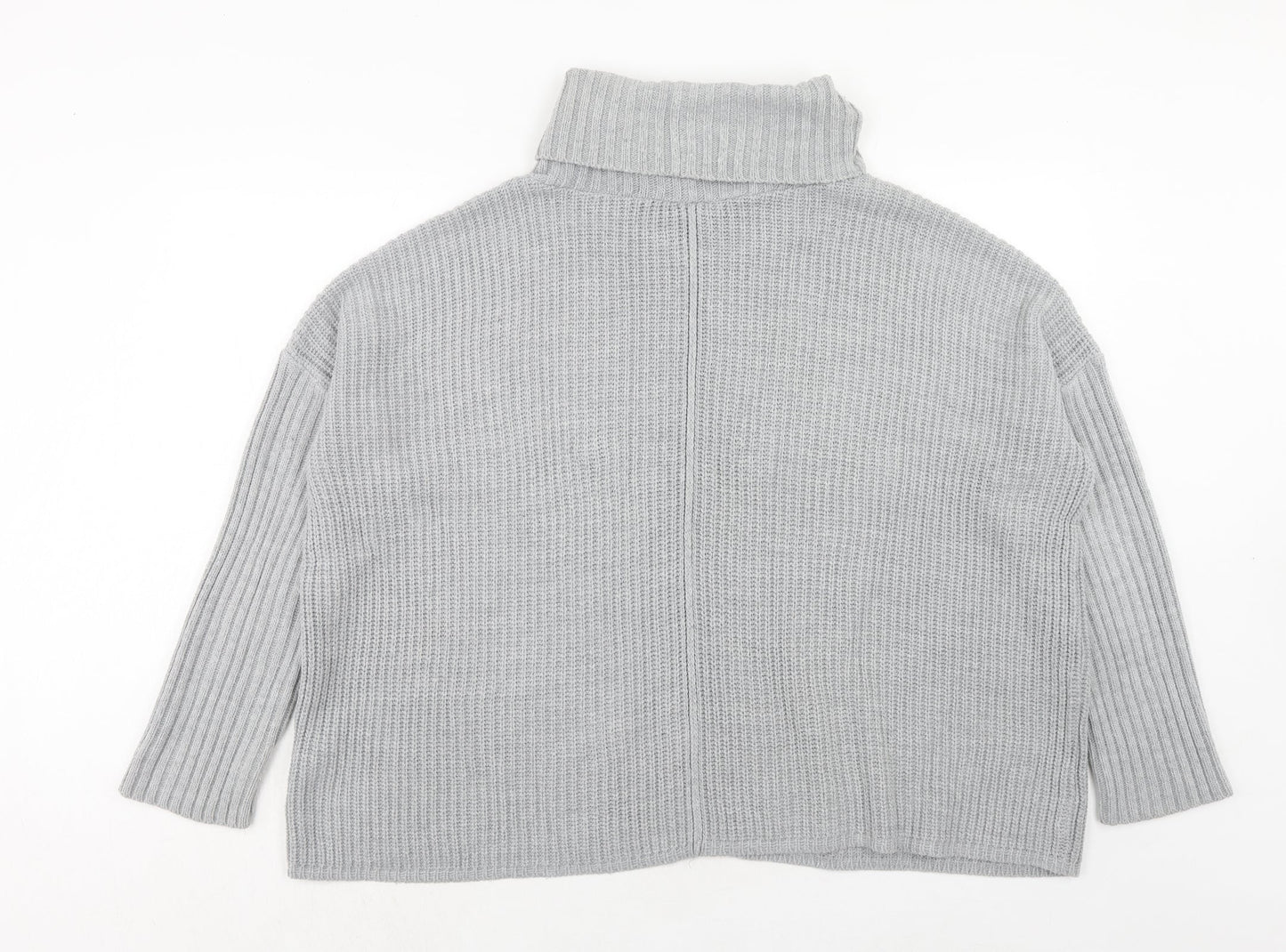 Miss Selfridge Womens Grey Roll Neck Acrylic Pullover Jumper Size 10