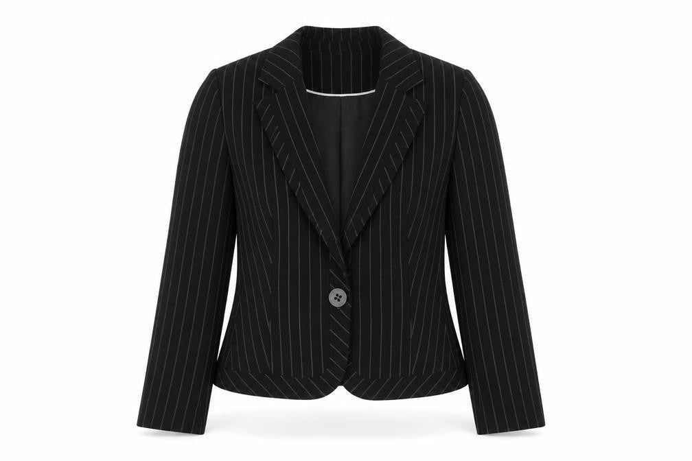 Marks and Spencer Womens Black Striped Polyester Jacket Blazer Size 14