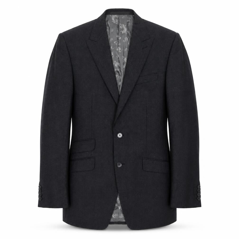 Marks and Spencer Mens Black Wool Jacket Suit Jacket Size 38 Regular - Window Pane Check