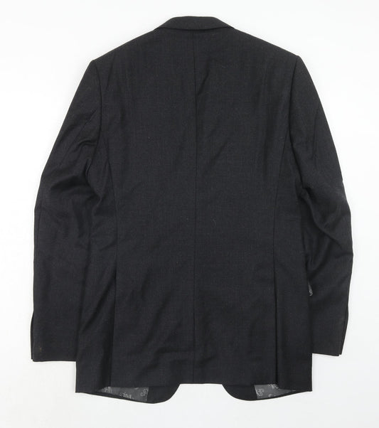 Marks and Spencer Mens Black Wool Jacket Suit Jacket Size 38 Regular - Window Pane Check
