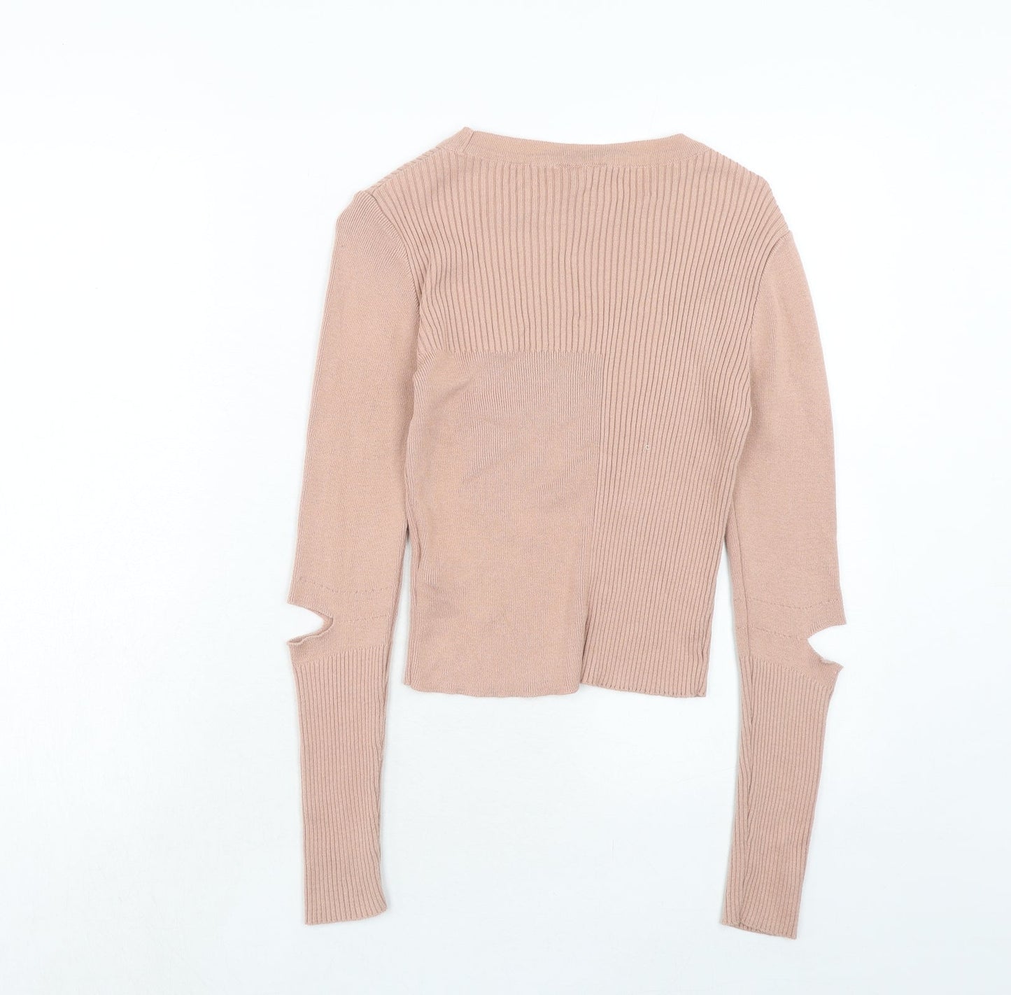 Topshop Womens Pink Round Neck Cotton Pullover Jumper Size 10 - Cut Out