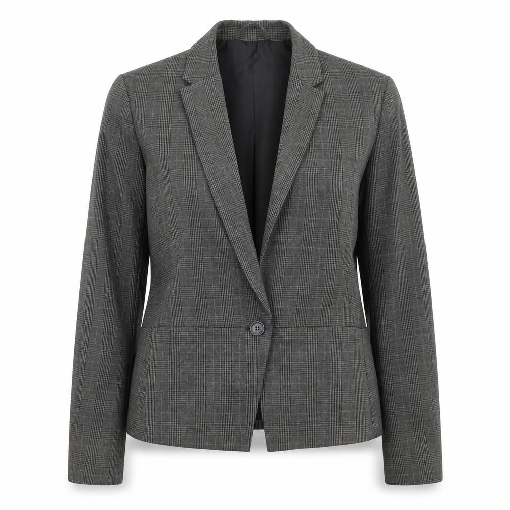 Marks and Spencer Womens Grey Striped Polyester Jacket Blazer Size 12