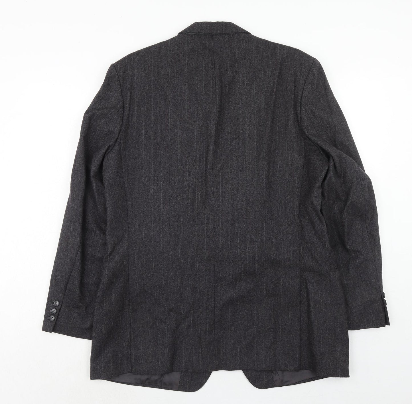 St.Michael Mens Grey Striped Wool Jacket Suit Jacket Size 42 Regular