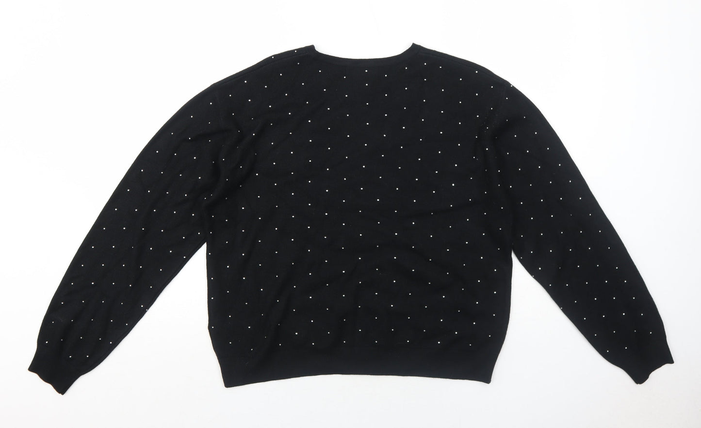 Marks and Spencer Womens Black Round Neck Polka Dot Acrylic Pullover Jumper Size M