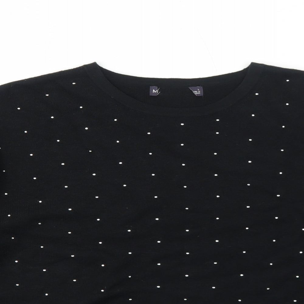 Marks and Spencer Womens Black Round Neck Polka Dot Acrylic Pullover Jumper Size M