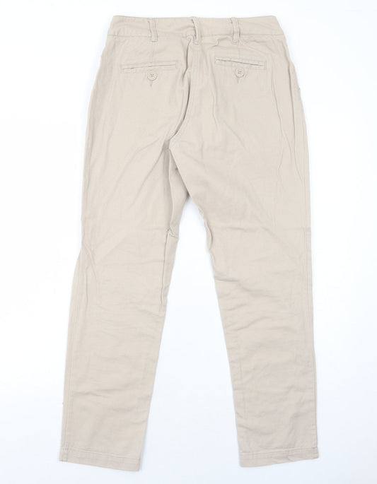 Dorothy Perkins Womens Beige Cotton Trousers Size 8 Regular Zip