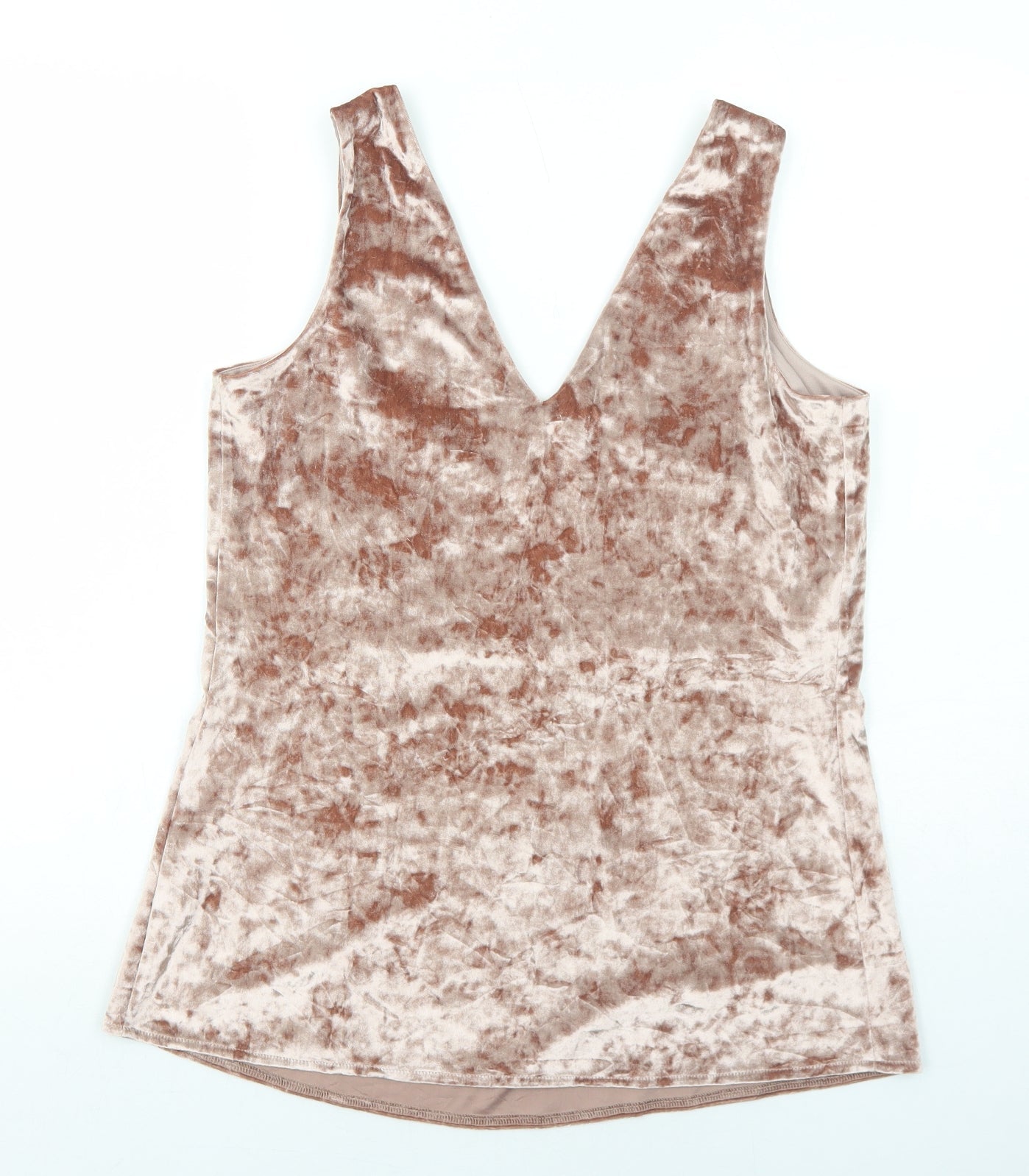 Linea Womens Pink Polyester Basic Tank Size 12 V-Neck
