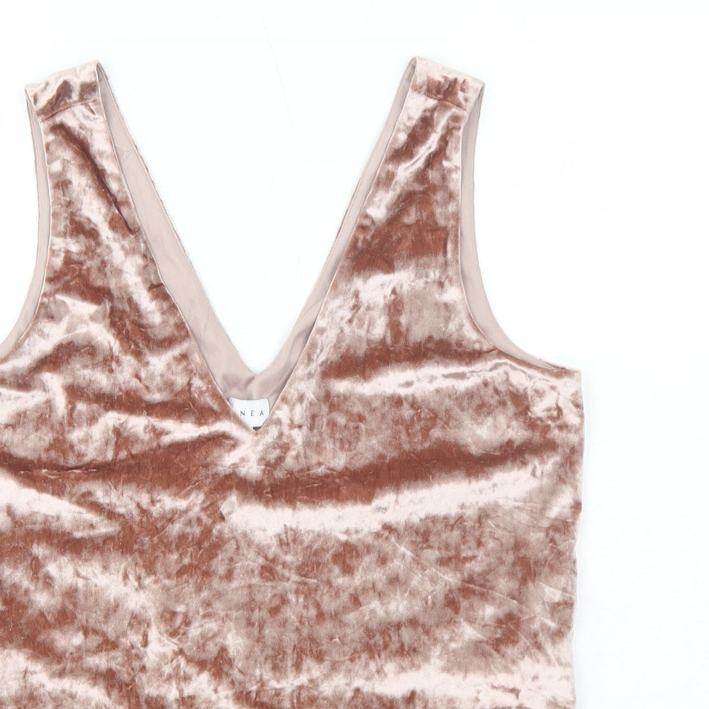 Linea Womens Pink Polyester Basic Tank Size 12 V-Neck
