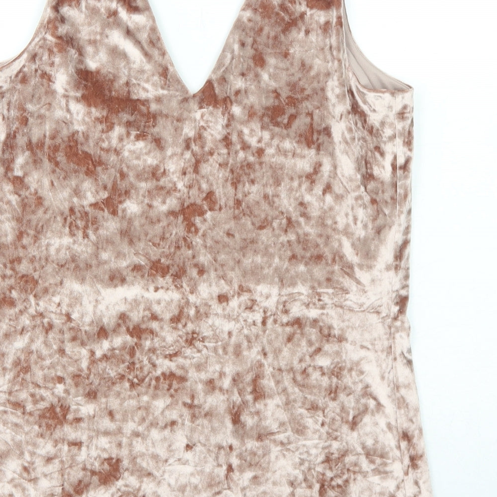 Linea Womens Pink Polyester Basic Tank Size 12 V-Neck