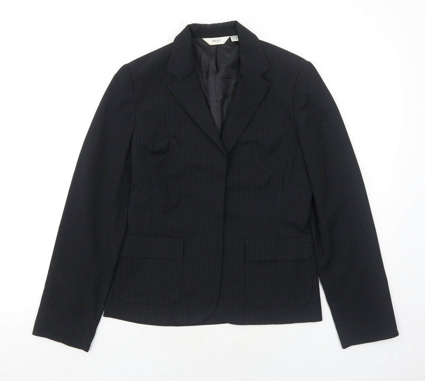 NEXT Womens Black Striped Polyester Jacket Blazer Size 8