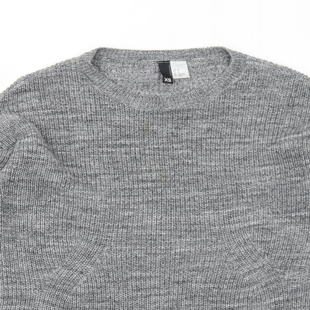 H&M Womens Grey Round Neck Cotton Pullover Jumper Size XS