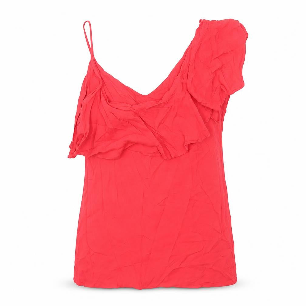 Warehouse Womens Red Viscose Basic Tank Size 14 Round Neck