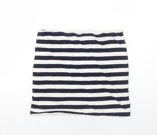 H&M Womens Blue Striped Cotton Bandage Skirt Size M