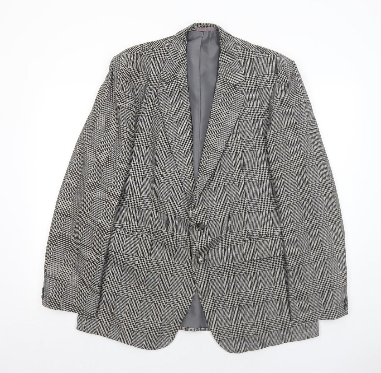 Quality Clothes Mens Grey Plaid Polyester Jacket Suit Jacket Size 42 Regular