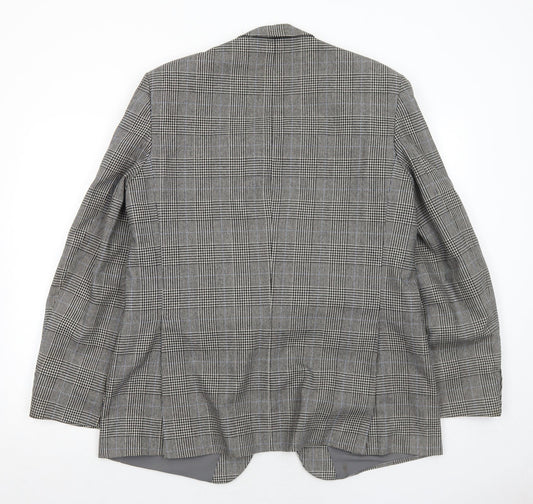 Quality Clothes Mens Grey Plaid Polyester Jacket Suit Jacket Size 42 Regular