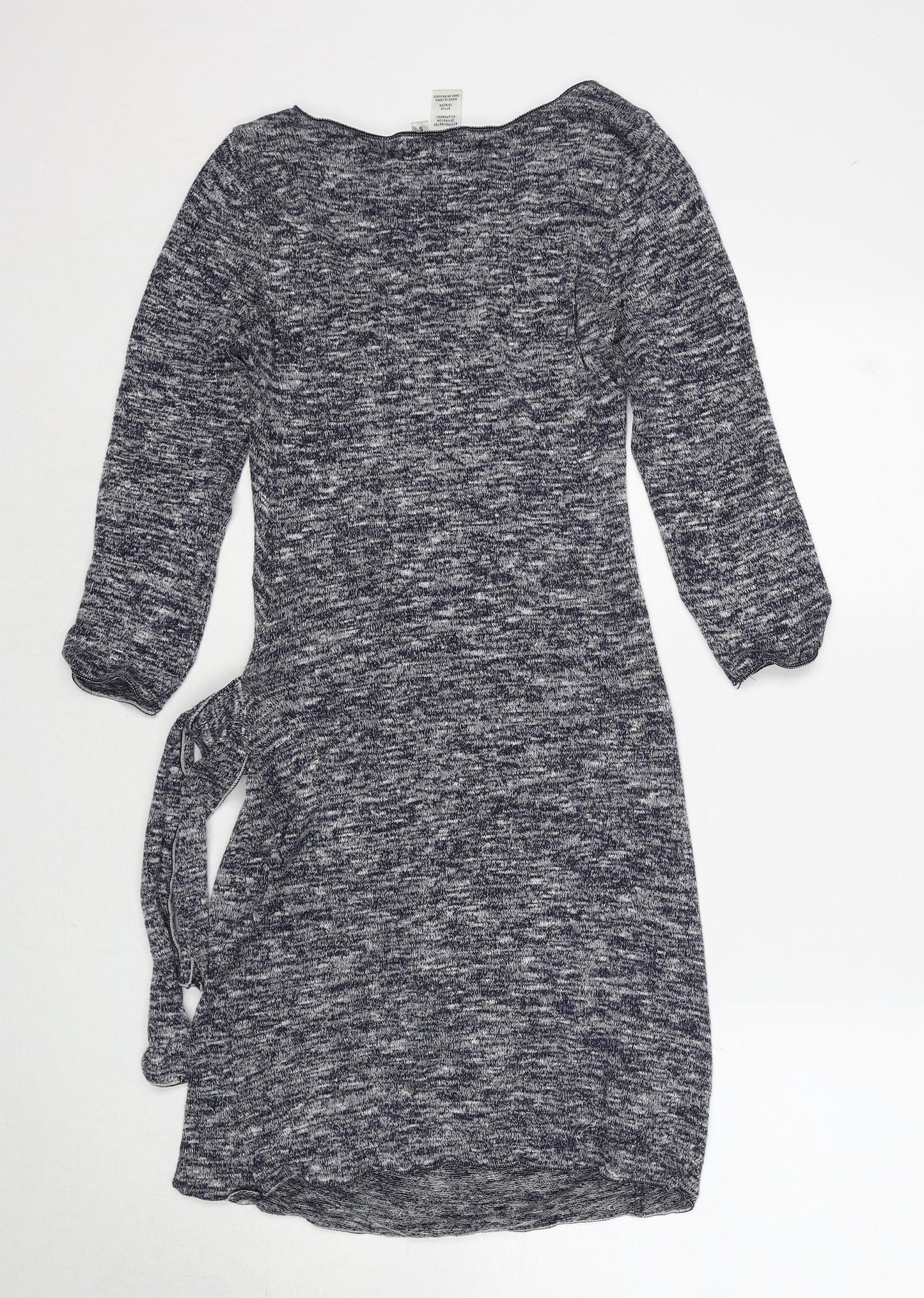 Studio M Womens Blue Polyester Jumper Dress Size S V-Neck Pullover