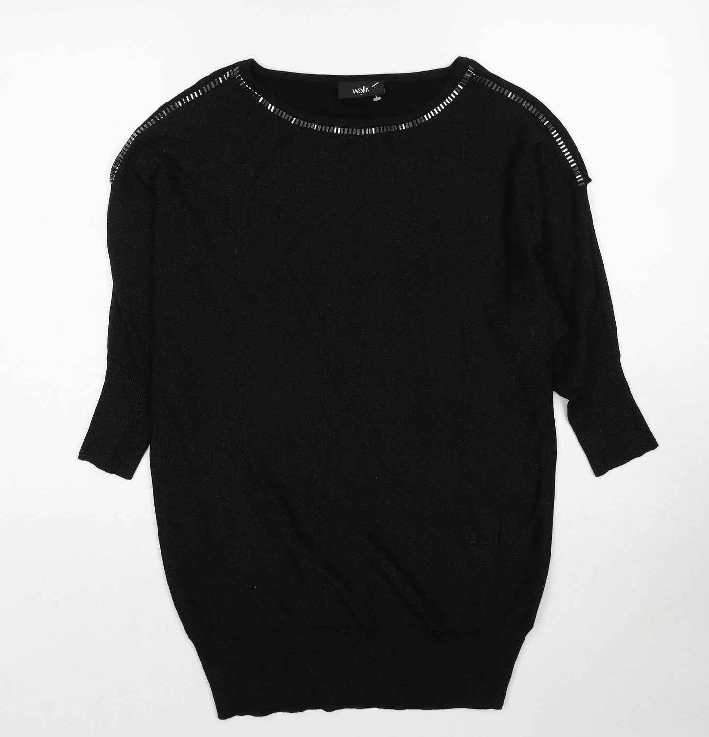 Wallis Womens Black Boat Neck Viscose Pullover Jumper Size S