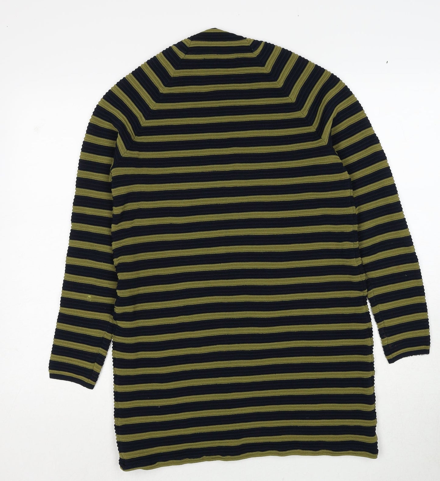 NEXT Womens Black Round Neck Striped Polyester Pullover Jumper Size 12