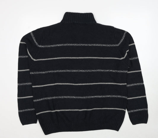 BHS Mens Blue Striped Acrylic Pullover Sweatshirt Size L
