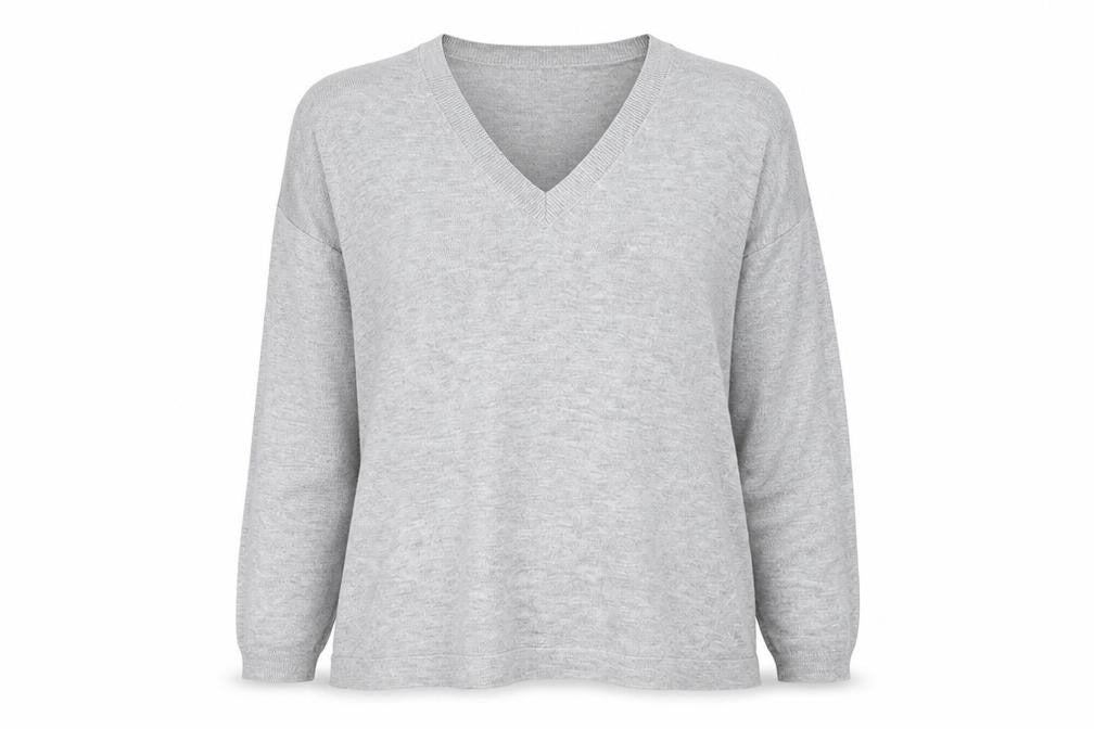 Marks and Spencer Womens Grey V-Neck Acrylic Pullover Jumper Size L