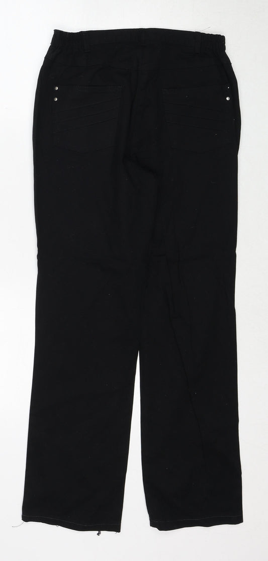 Cosna Womens Black Cotton Trousers Size 10 Regular Zip